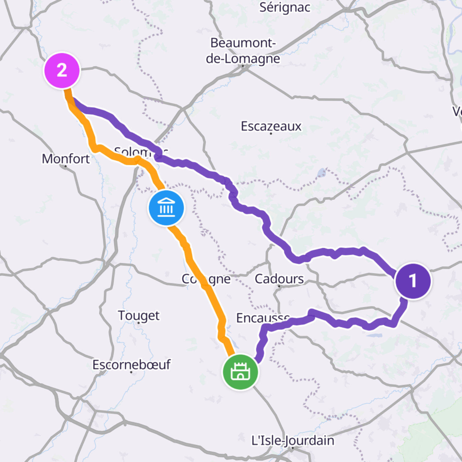 Map itinerary