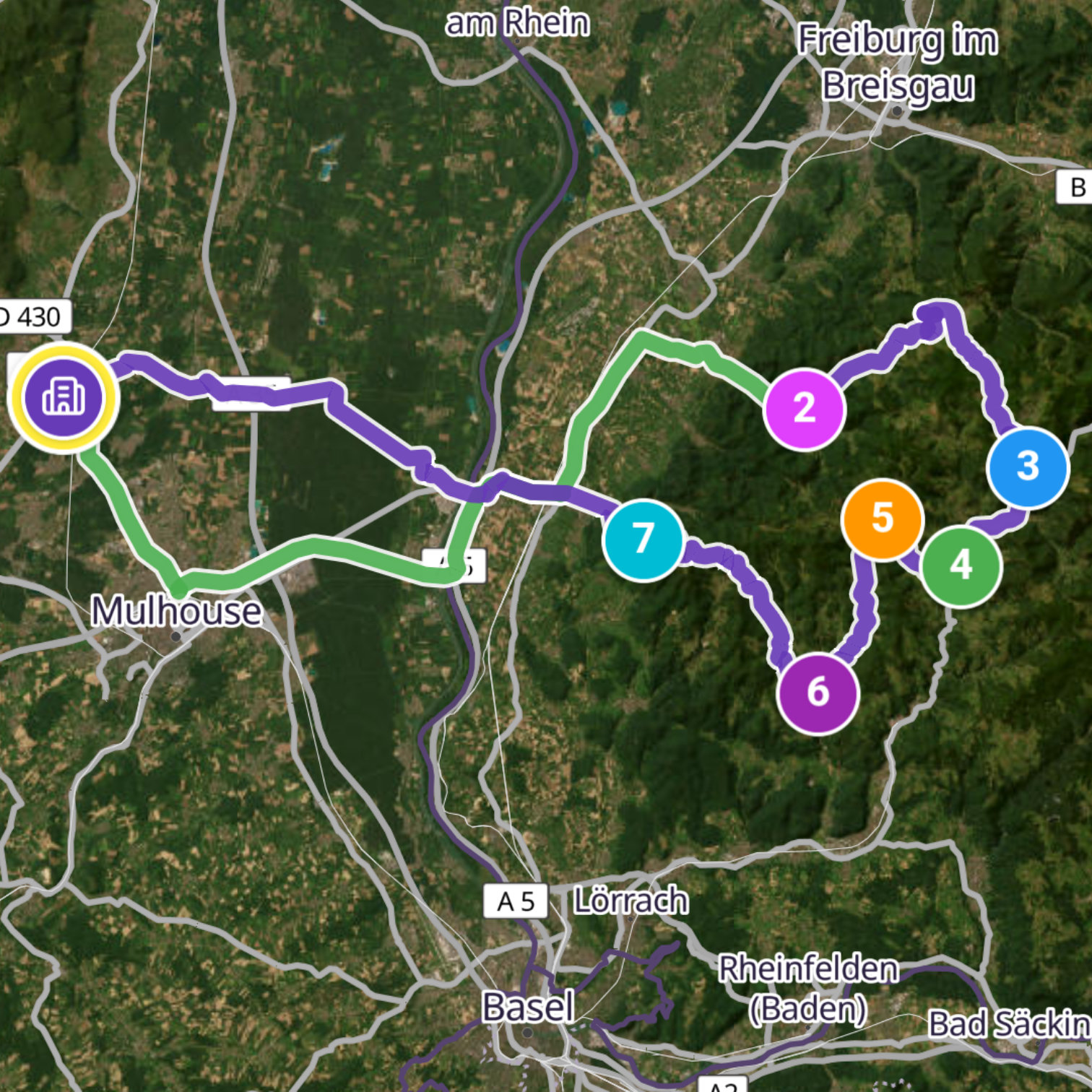 Map itinerary