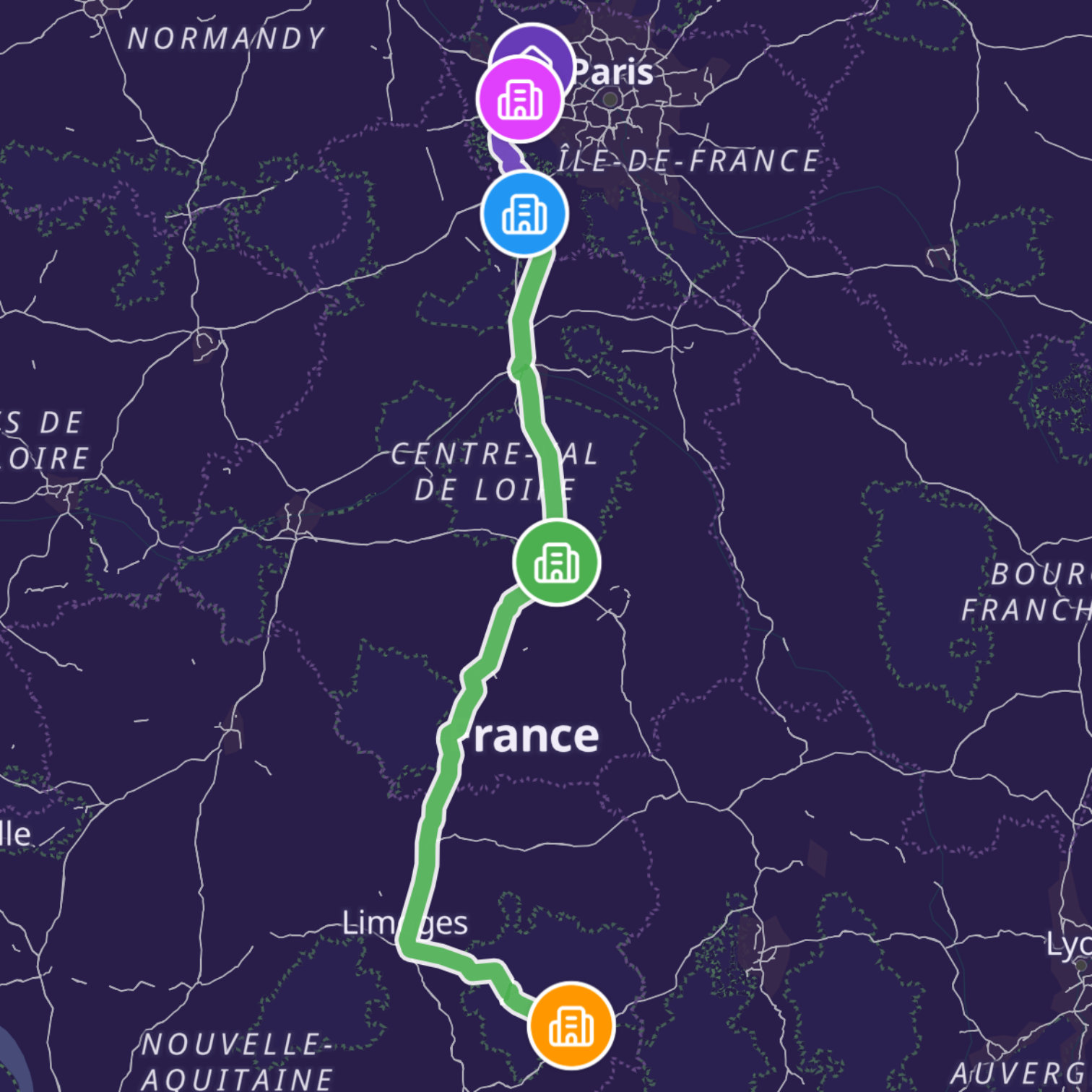 Map itinerary