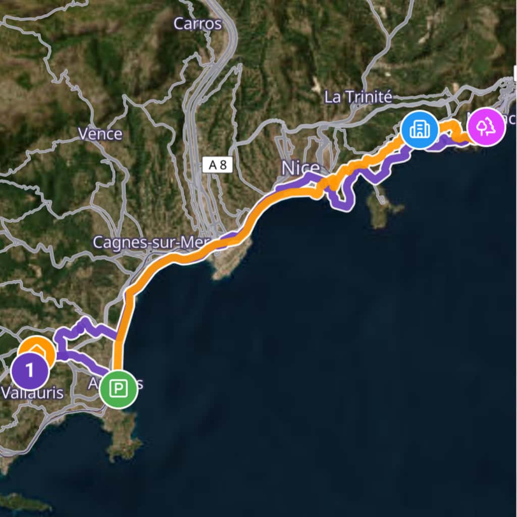 Map itinerary