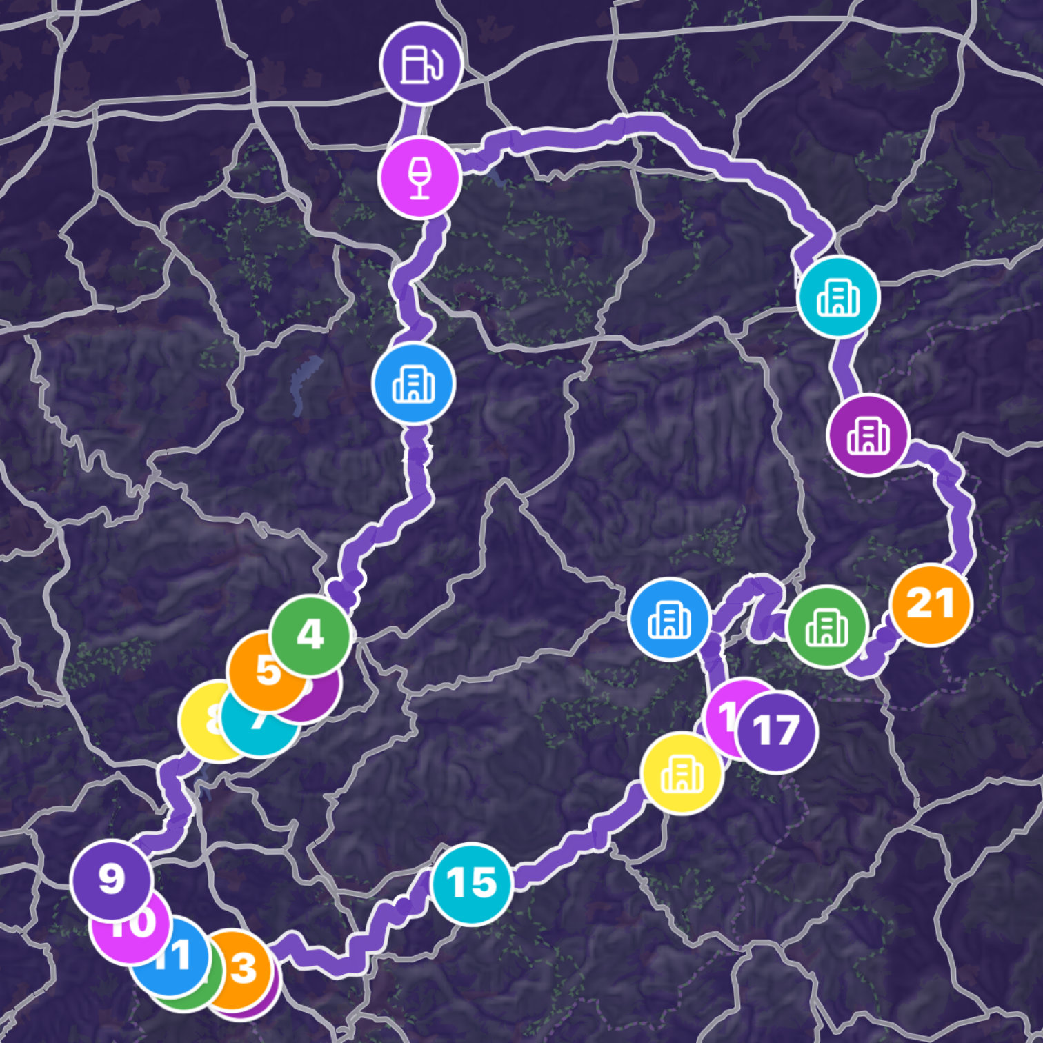 Map itinerary