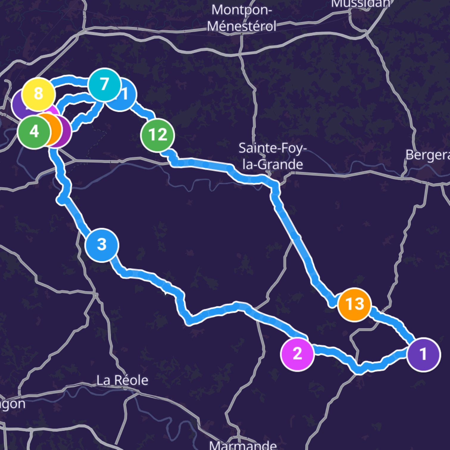 Map itinerary