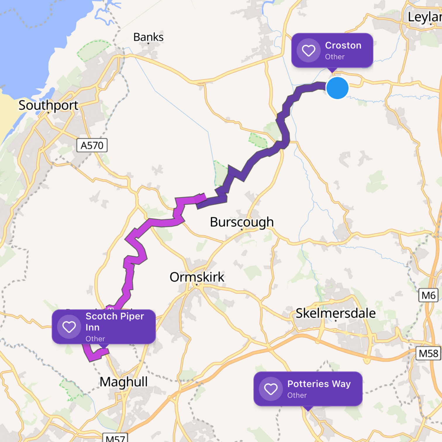 Map itinerary