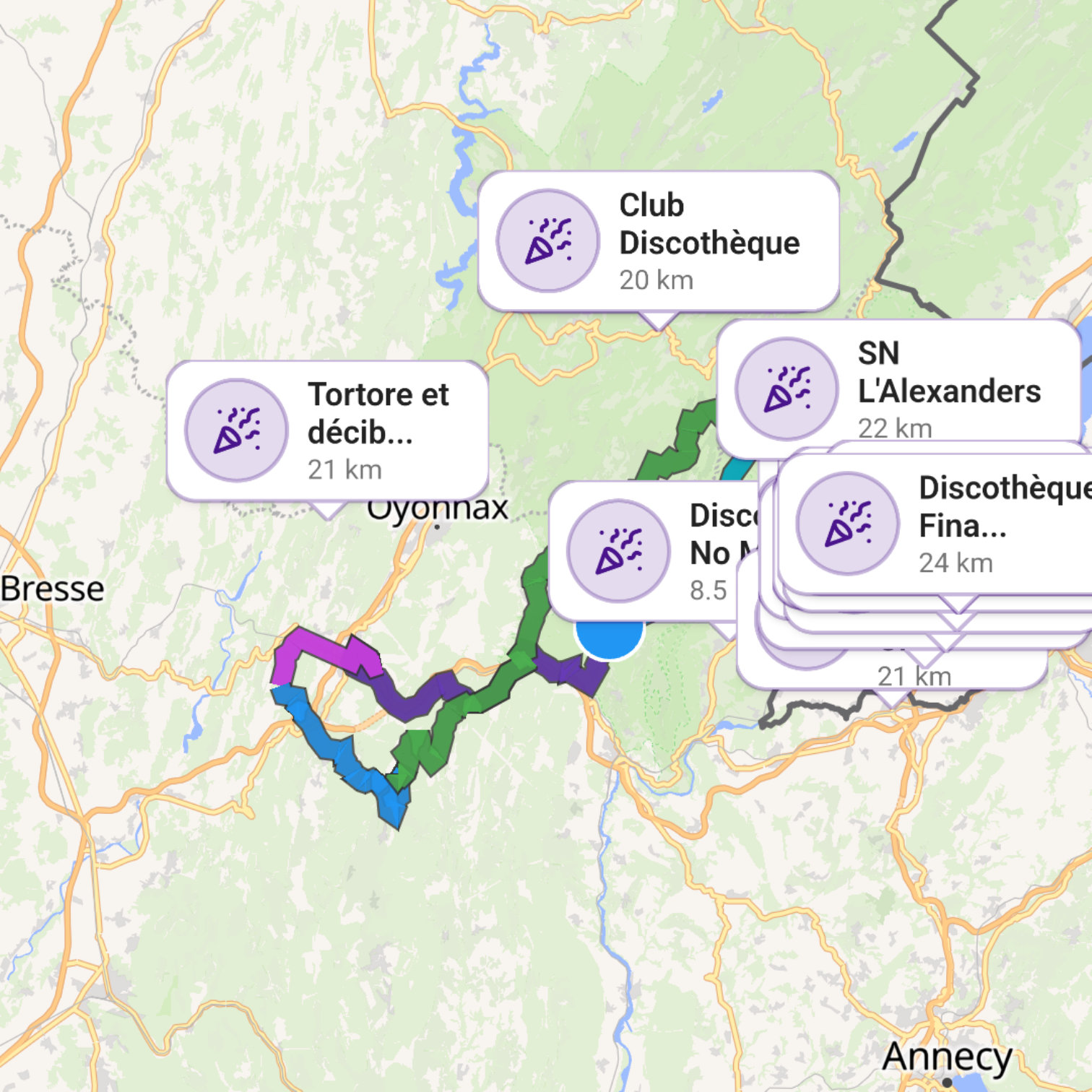Map itinerary