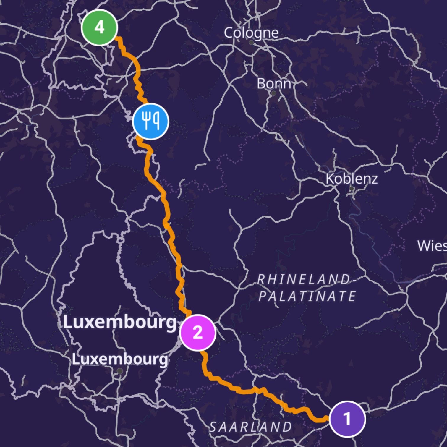 Map itinerary