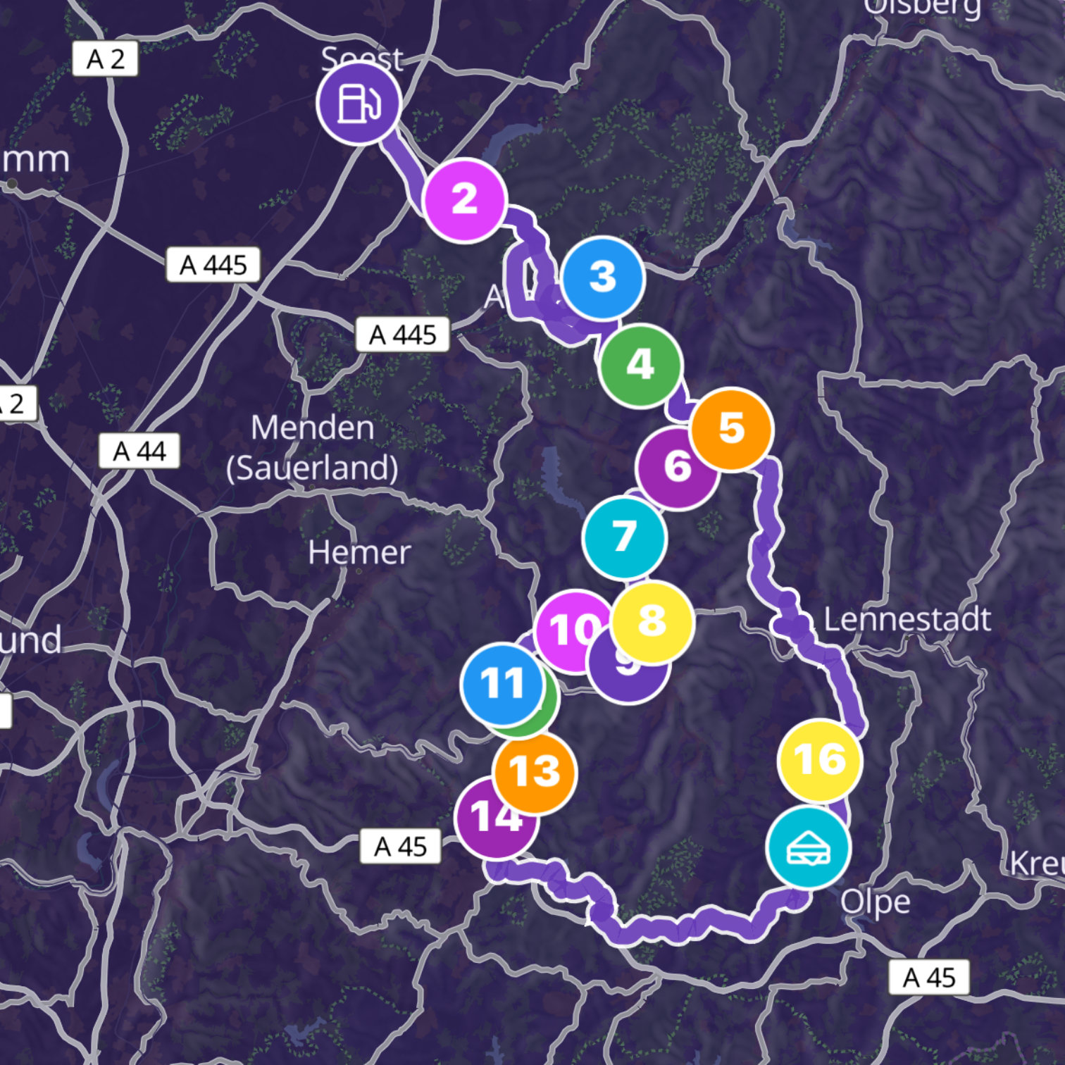 Map itinerary