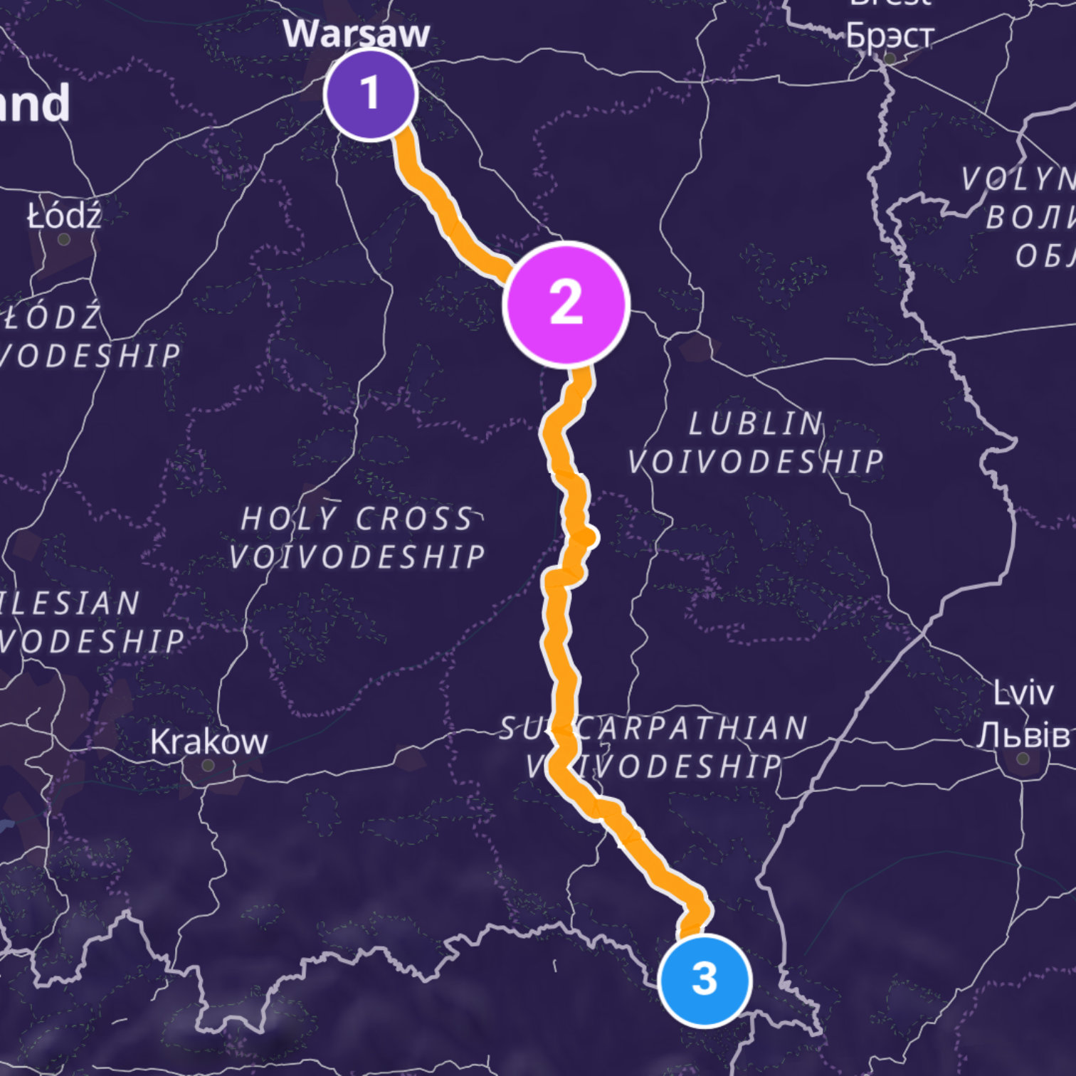 Map itinerary