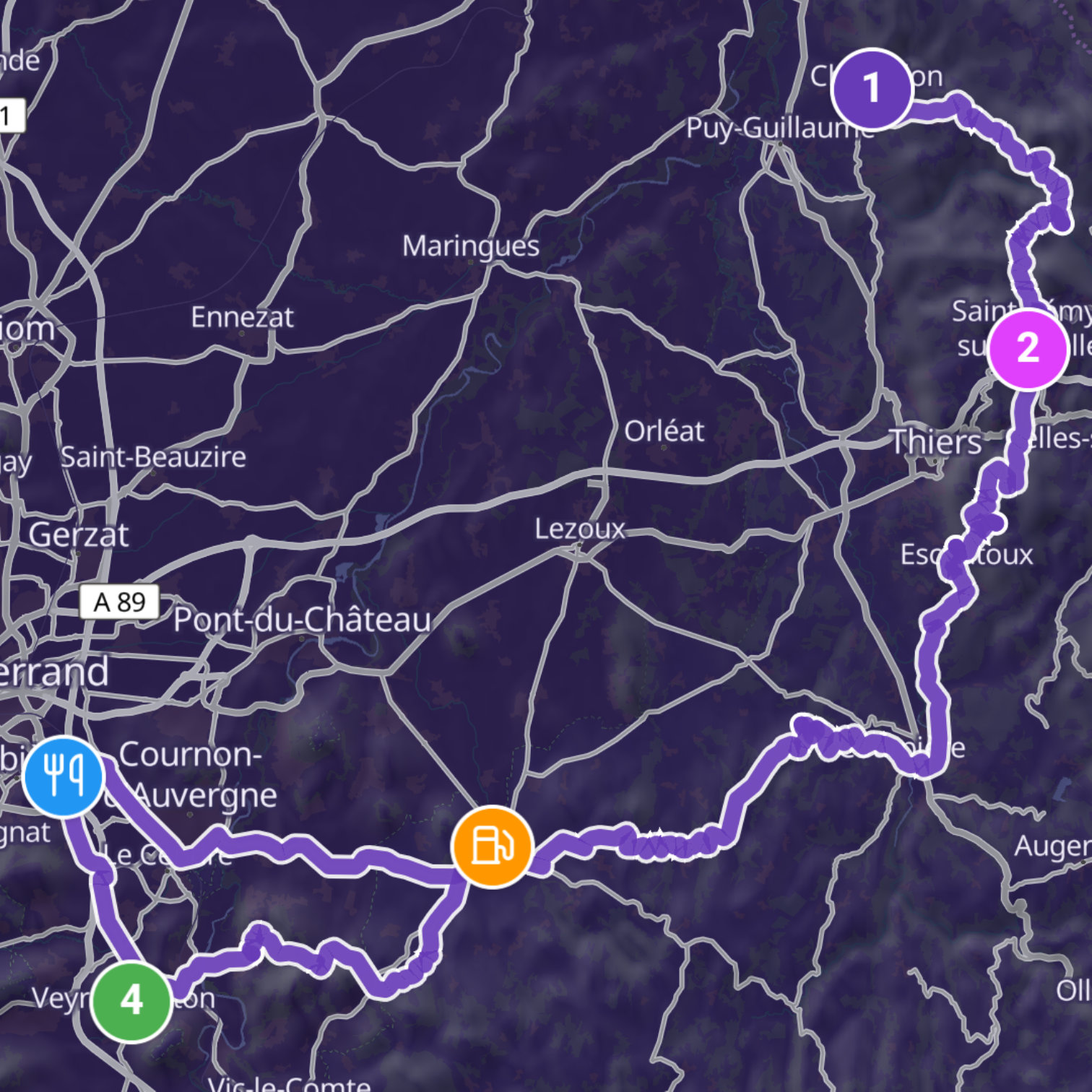 Map itinerary
