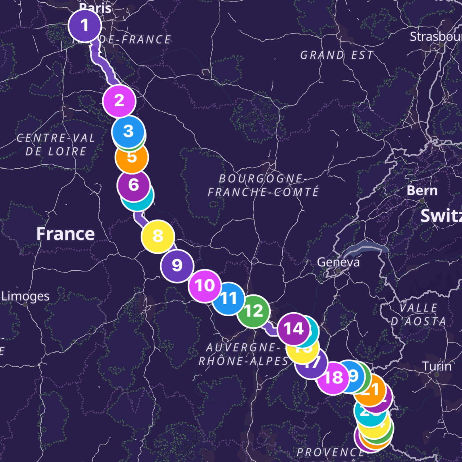 Map itinerary