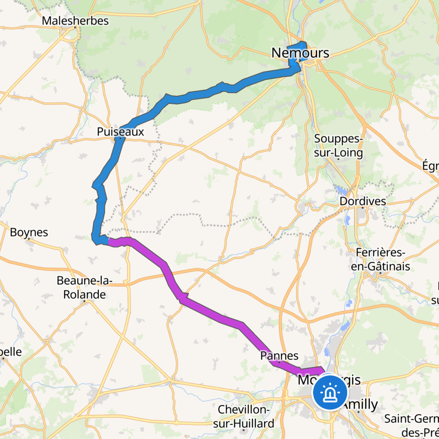 Map itinerary