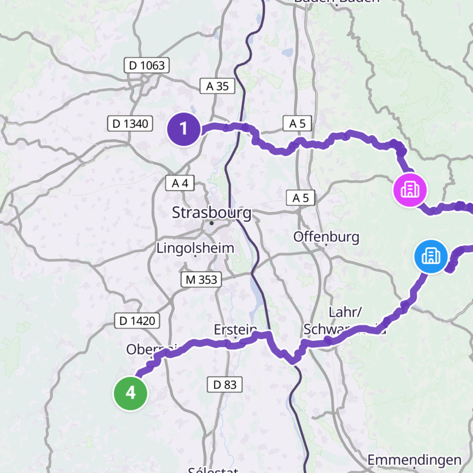 Map itinerary