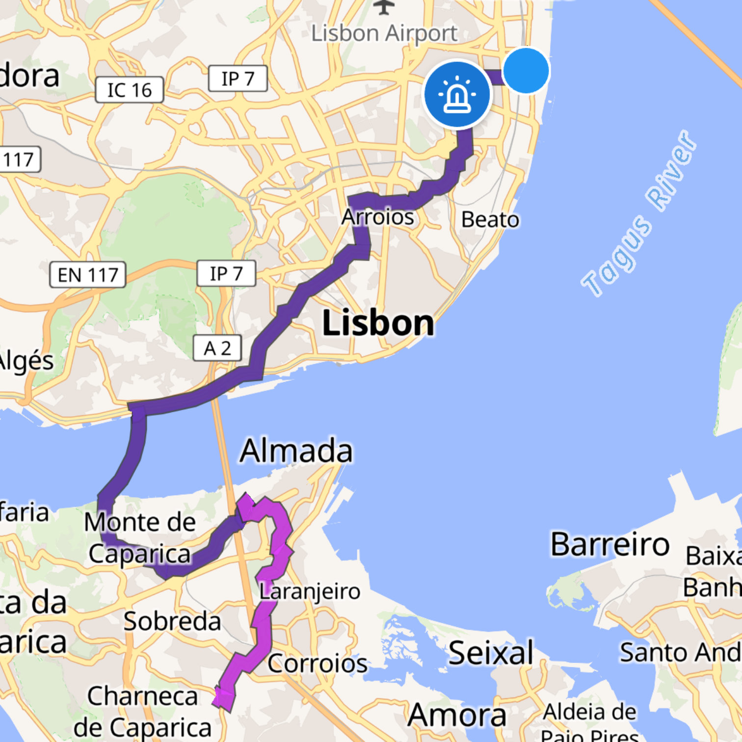 Map itinerary