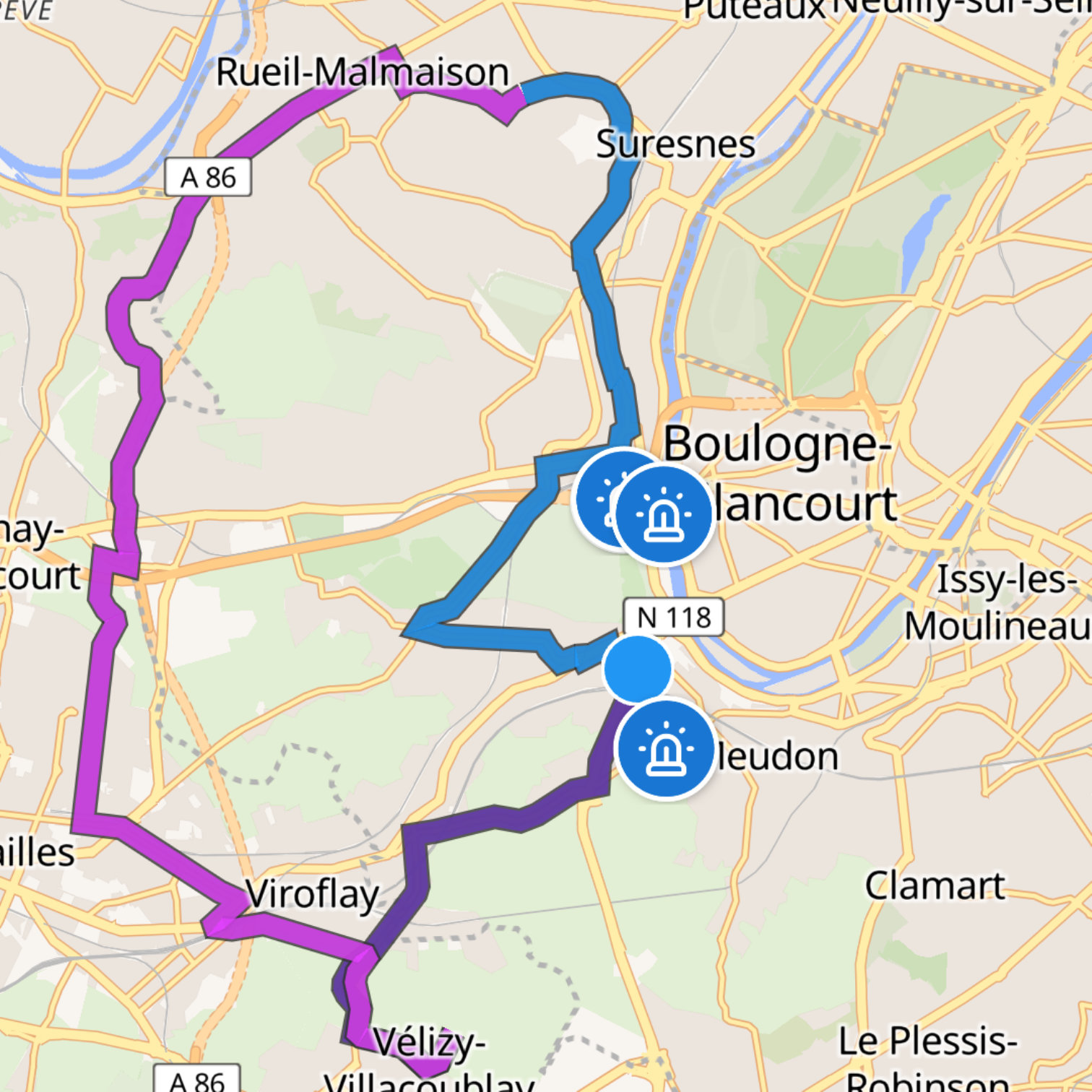 Map itinerary