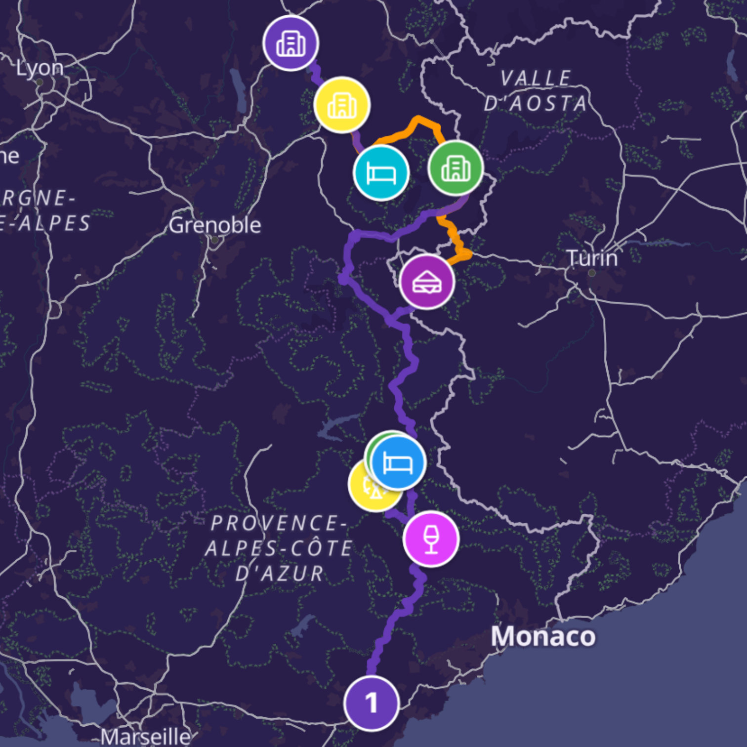 Map itinerary