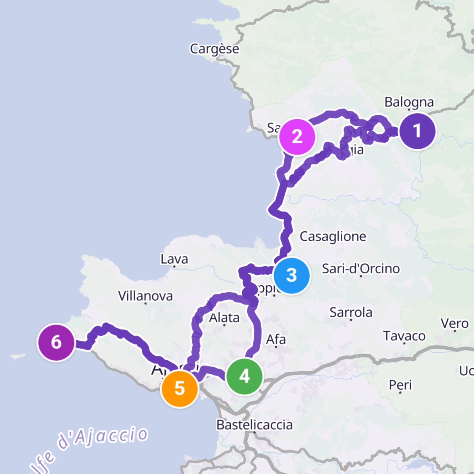 Map itinerary