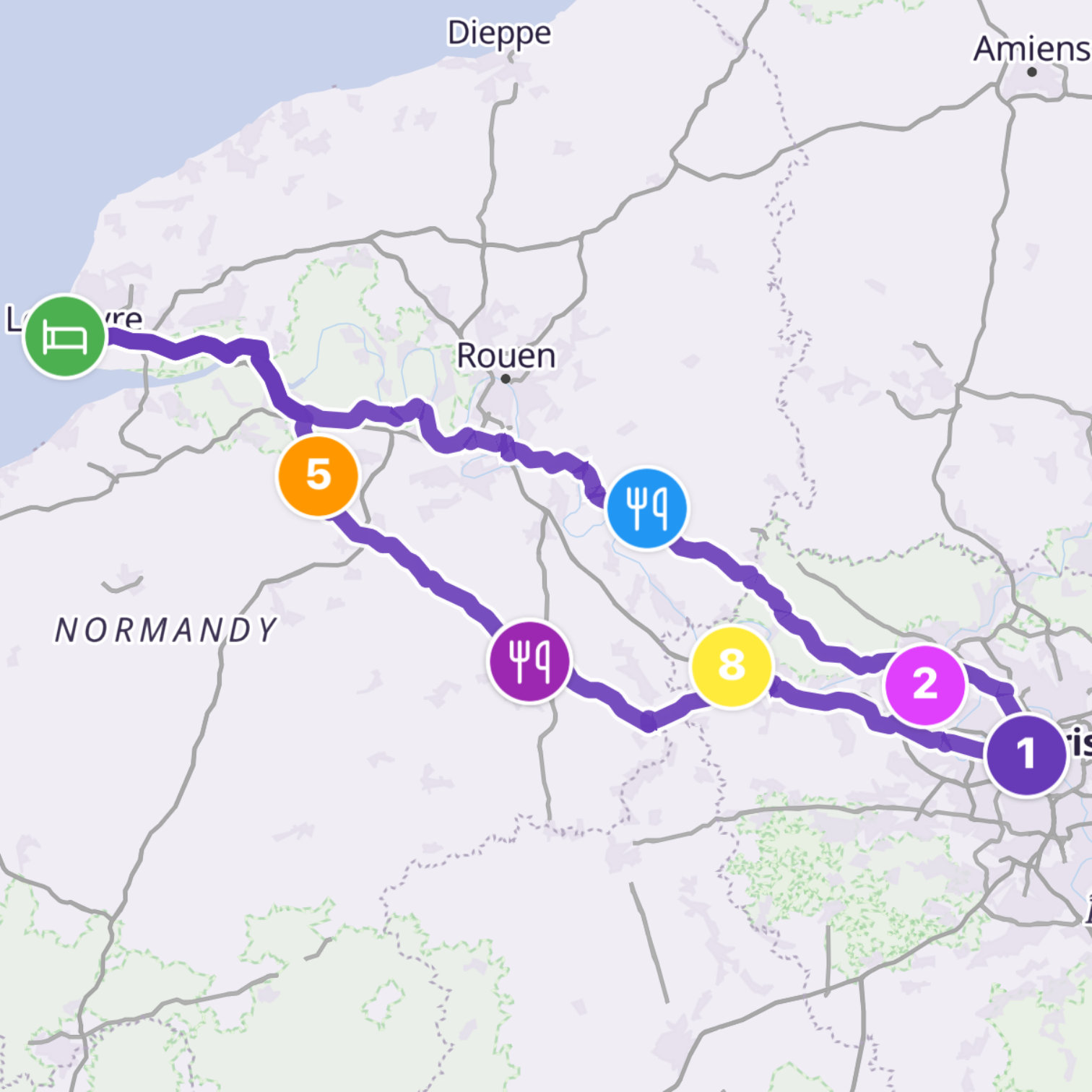 Map itinerary