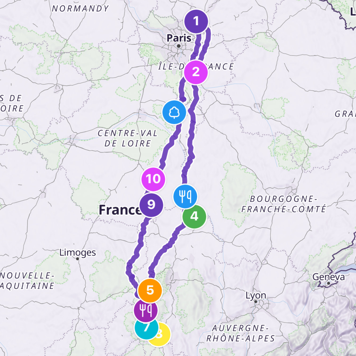 Map itinerary