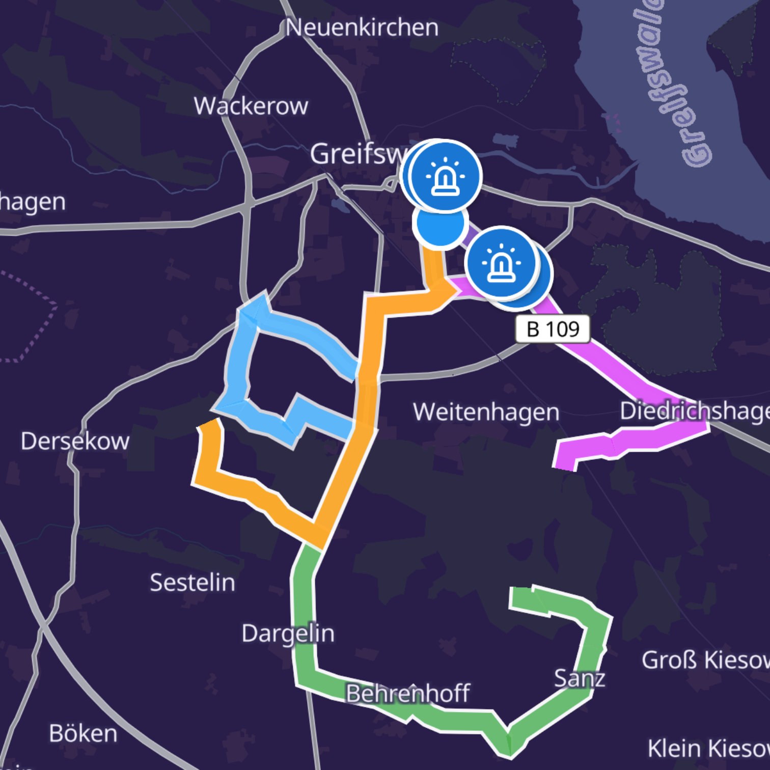 Map itinerary