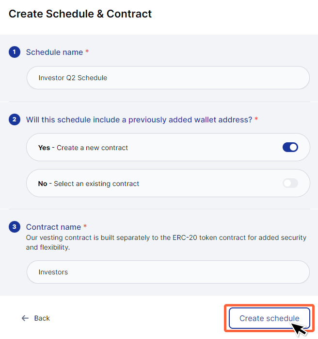Create a vesting schedule for your token part 2