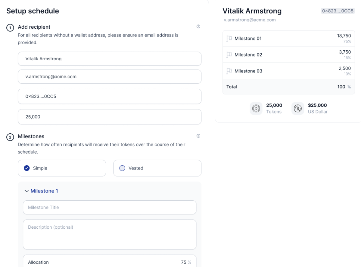 Setting up mileston-based schedule