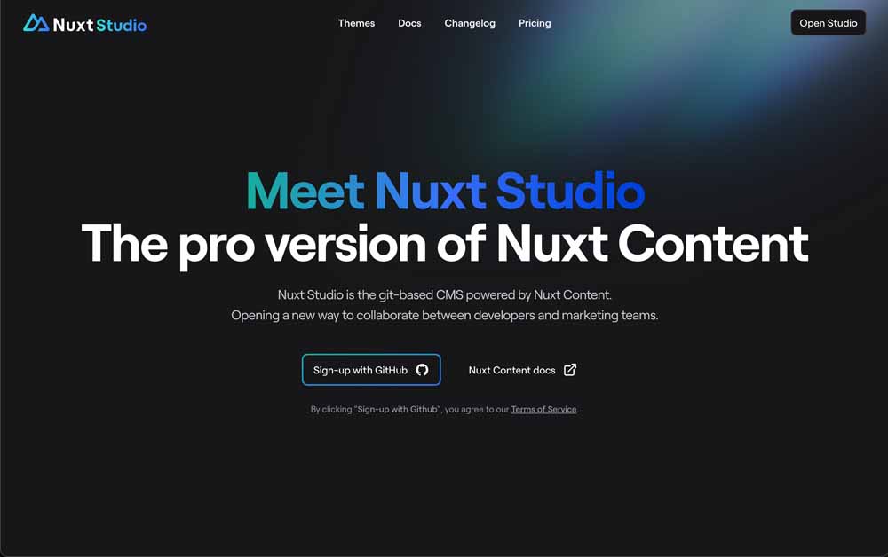 Nuxt Studio Hero section