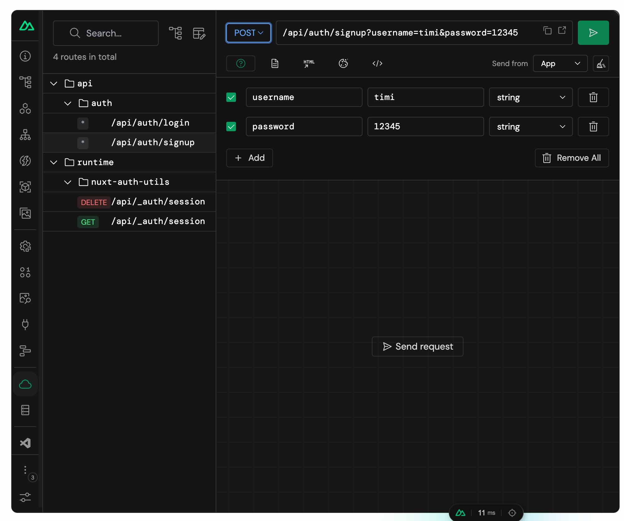 Testing endpoints in the server directory using Nuxt DevTools