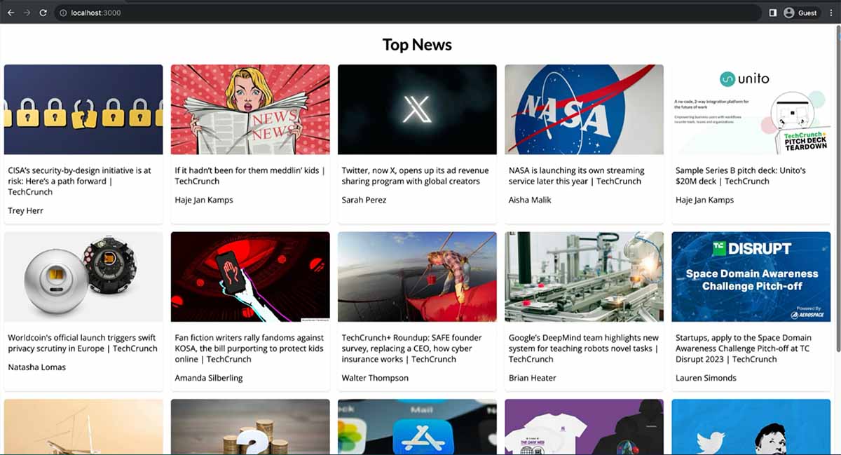 UI of a simple news app