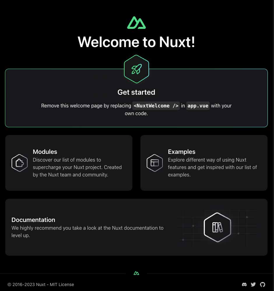 Default Nuxt 3 welcome page