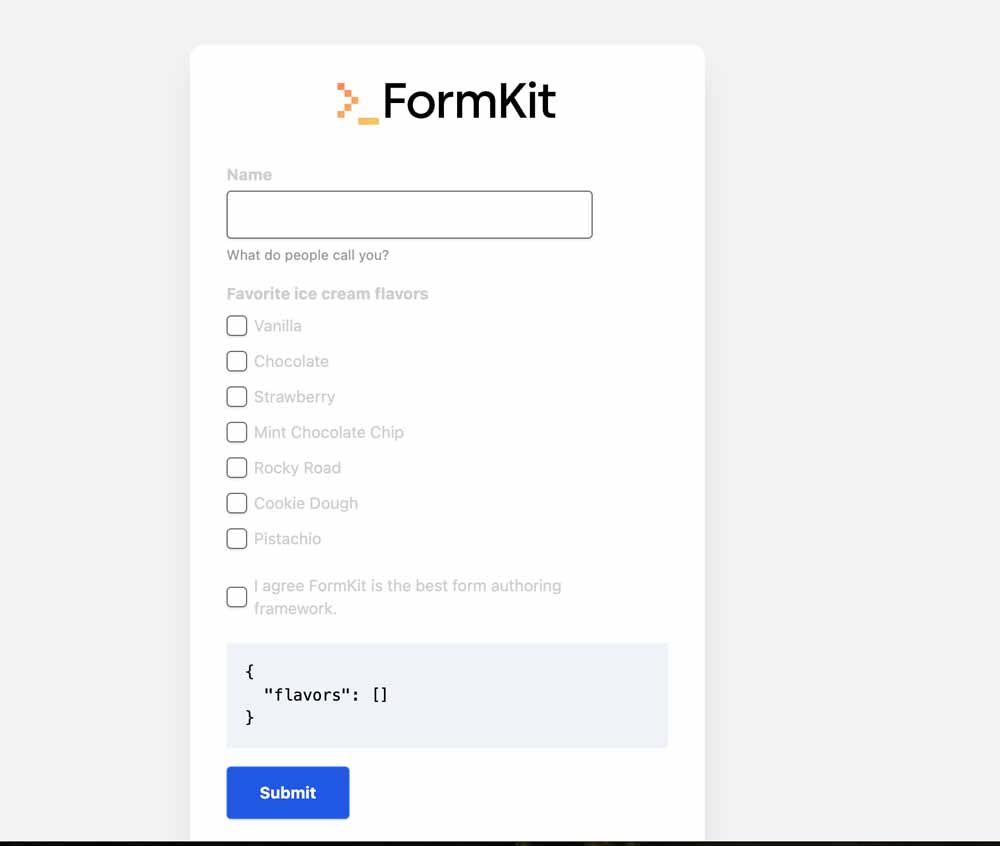 FormKit landing page