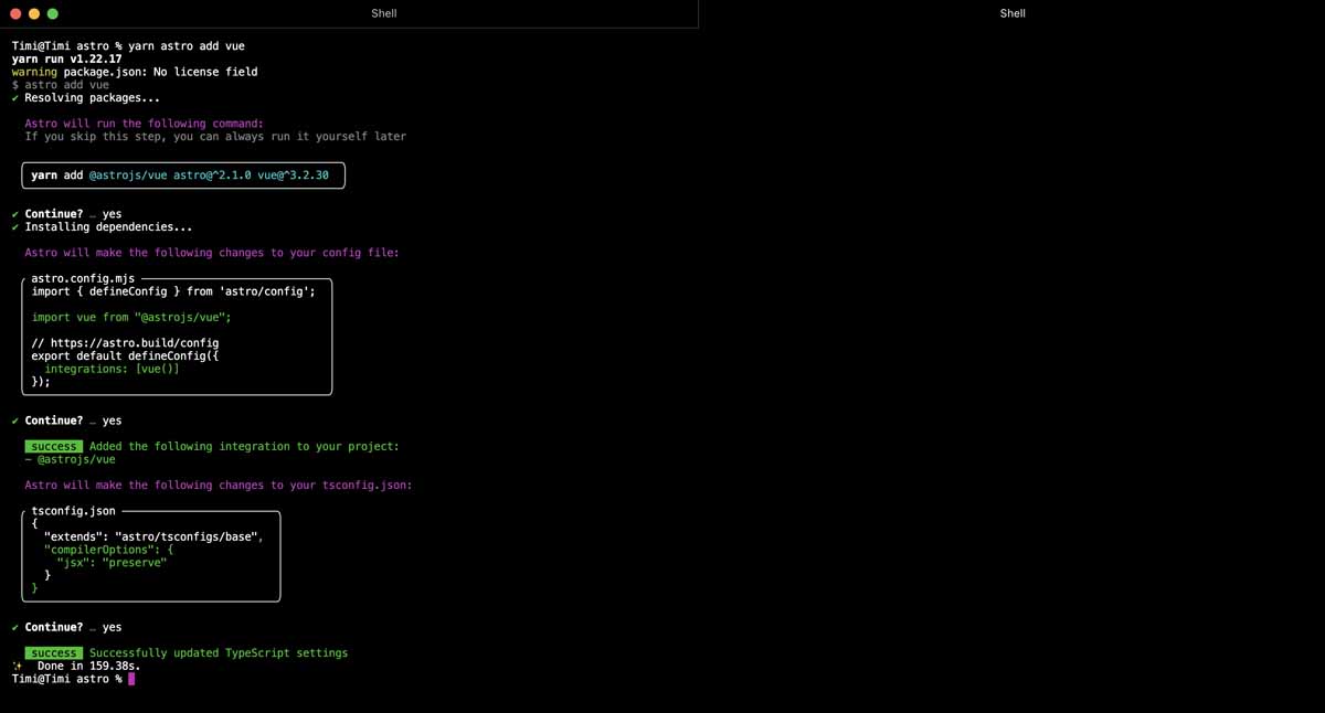 Adding Vue integration to an Astro Project
