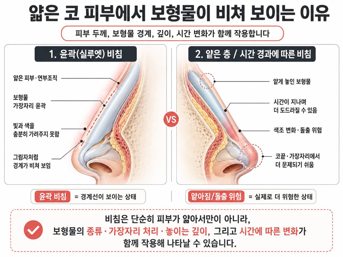 Why Does a Nasal Implant Show Through Thin Nose Skin?