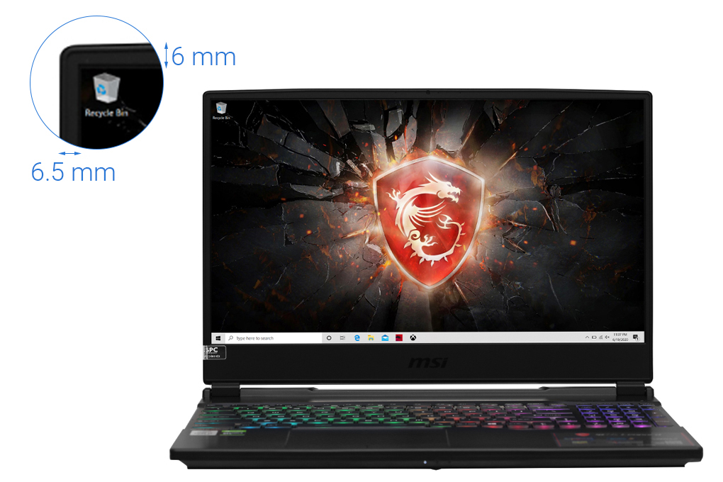 Laptop MSI GAMING GL65 LEOPARD 10SCXK i7 10750H/ RAM 8GB/ SSD 512GB/ GTX1650