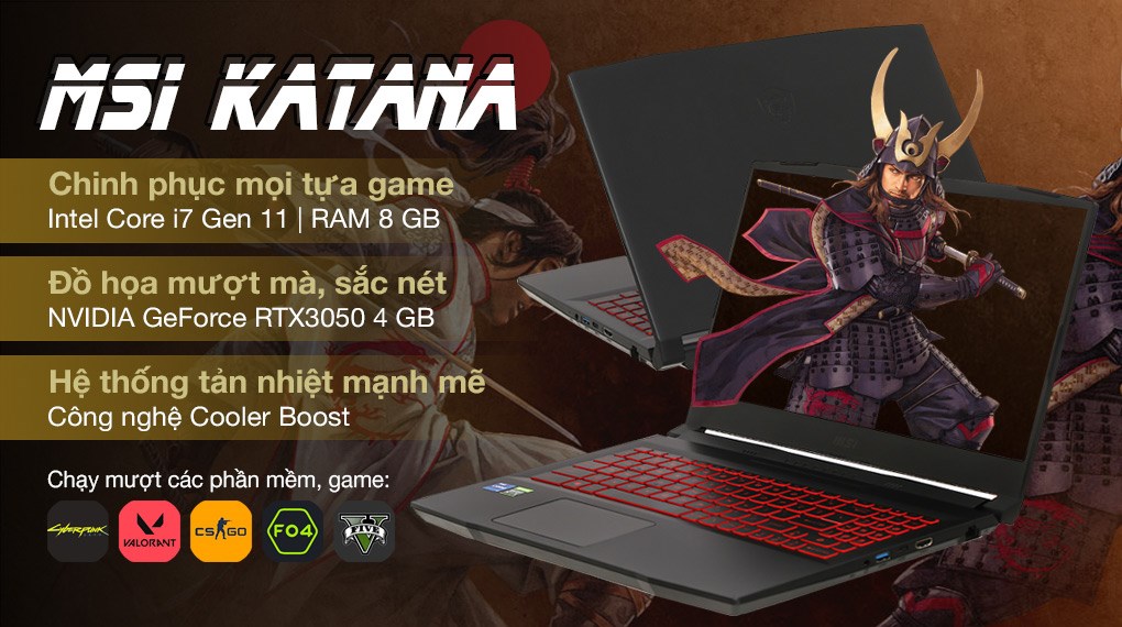 MSI KATANA GF66 i7 11800H/ RAM 8GB/ SSD 512GB/ NVIDIA RTX 3050
