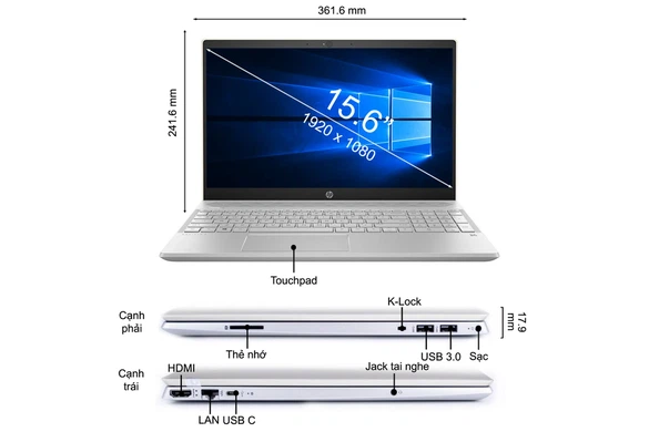 Laptop HP Pavilion 15 CS3116TX/ i5 1035G1/ SSD256/ 15.6in/ Viền Mỏng/Vga MX250