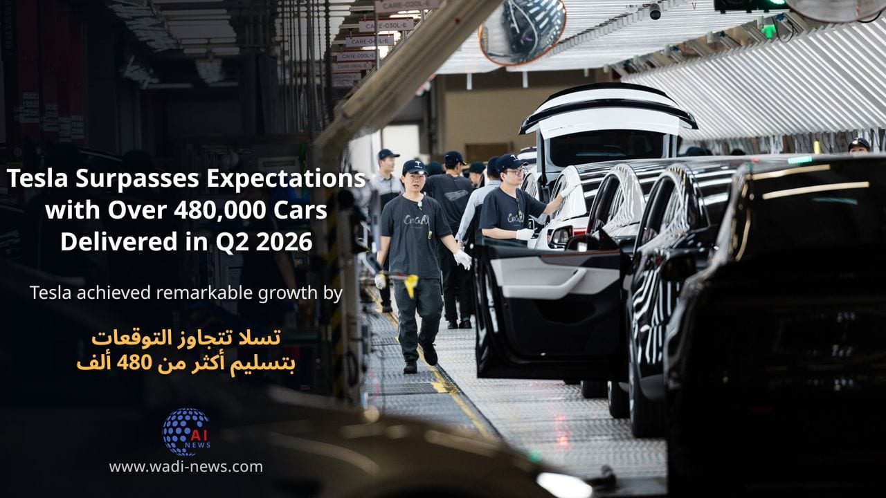 تسلا تتجاوز التوقعات بتسليم أكثر من 480 ألف سيارة في الربع الثاني من 2026