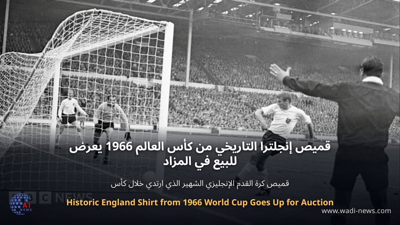 قميص إنجلترا التاريخي من كأس العالم 1966 يعرض للبيع في المزاد