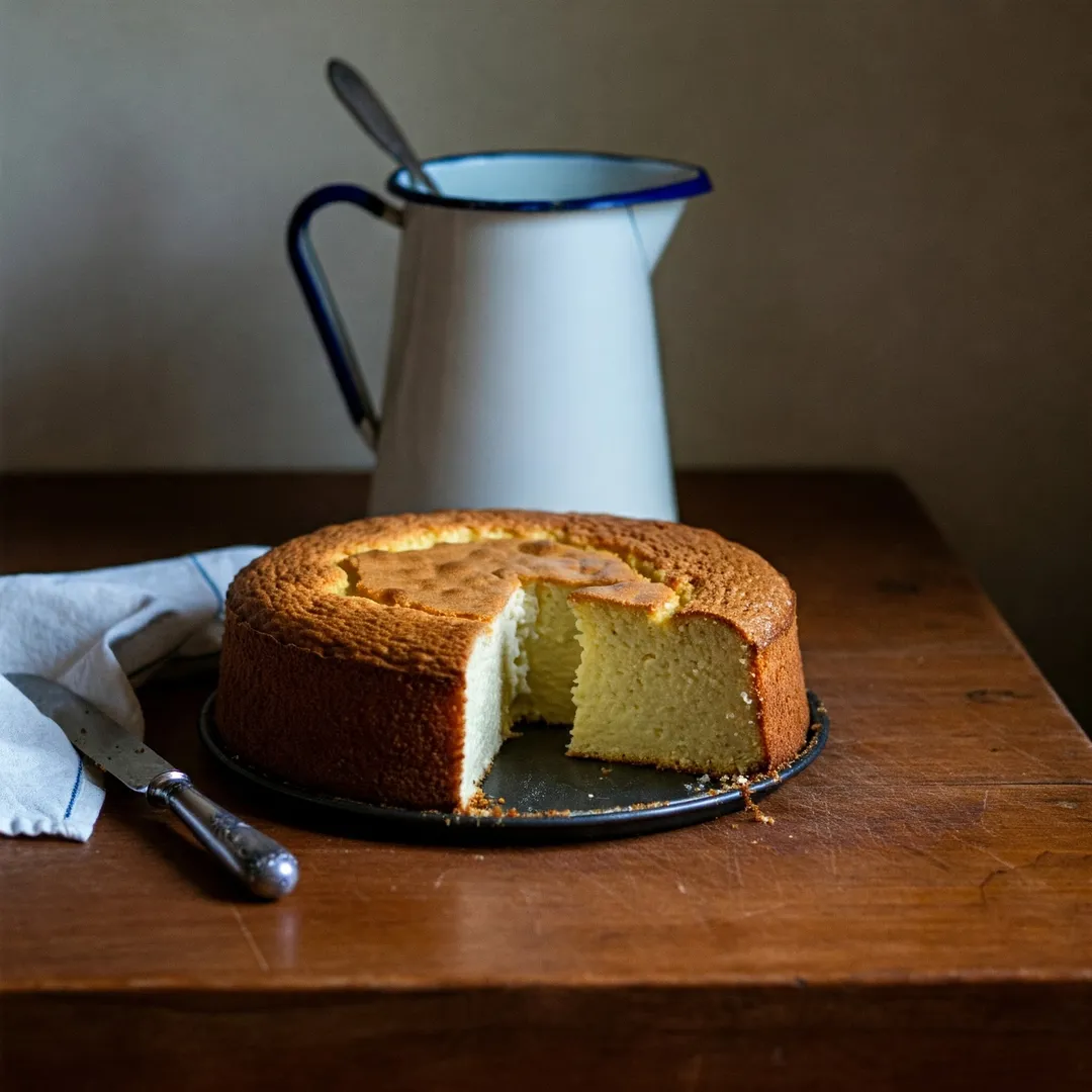 un gateau au yaourt coupé sur une assiette
