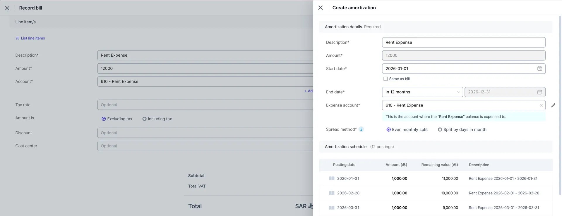 Amortization schedule