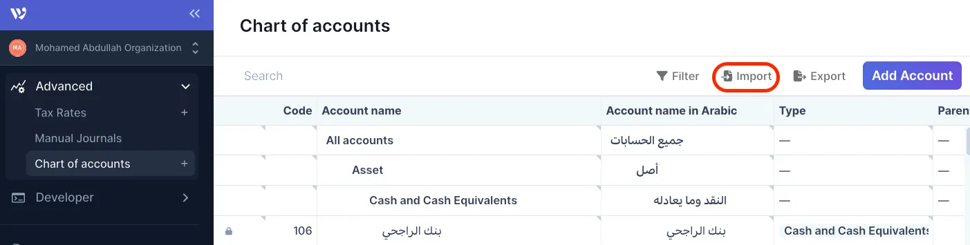 Importing Charts of Accounts
