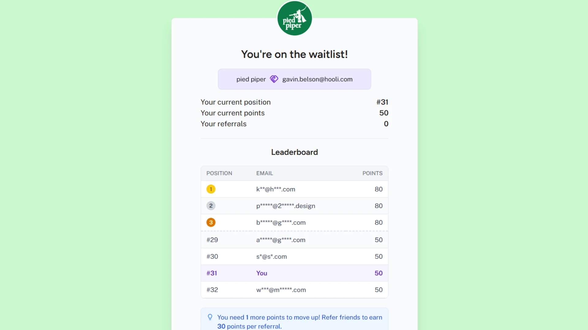 Thank-you page example