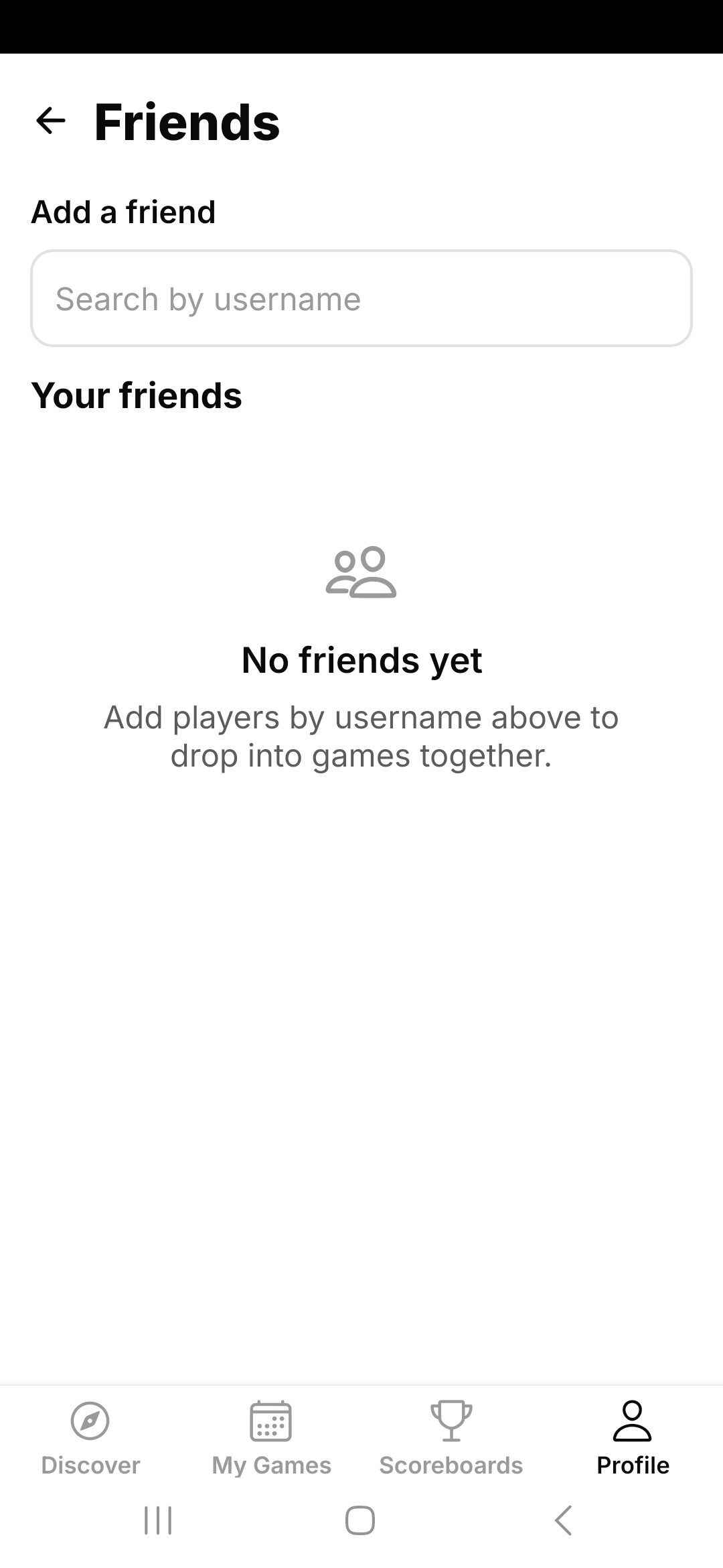 Resport friends screen
