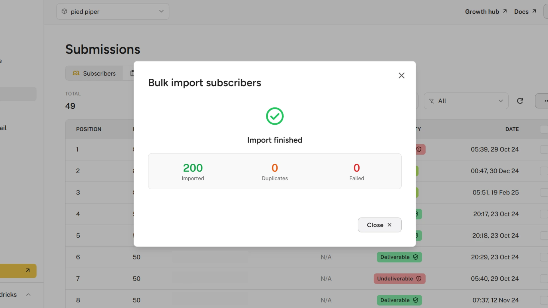Bulk Import Subscribers