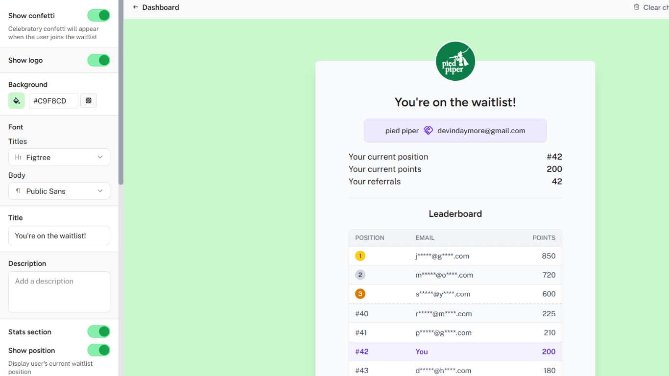 Thank-you page editor