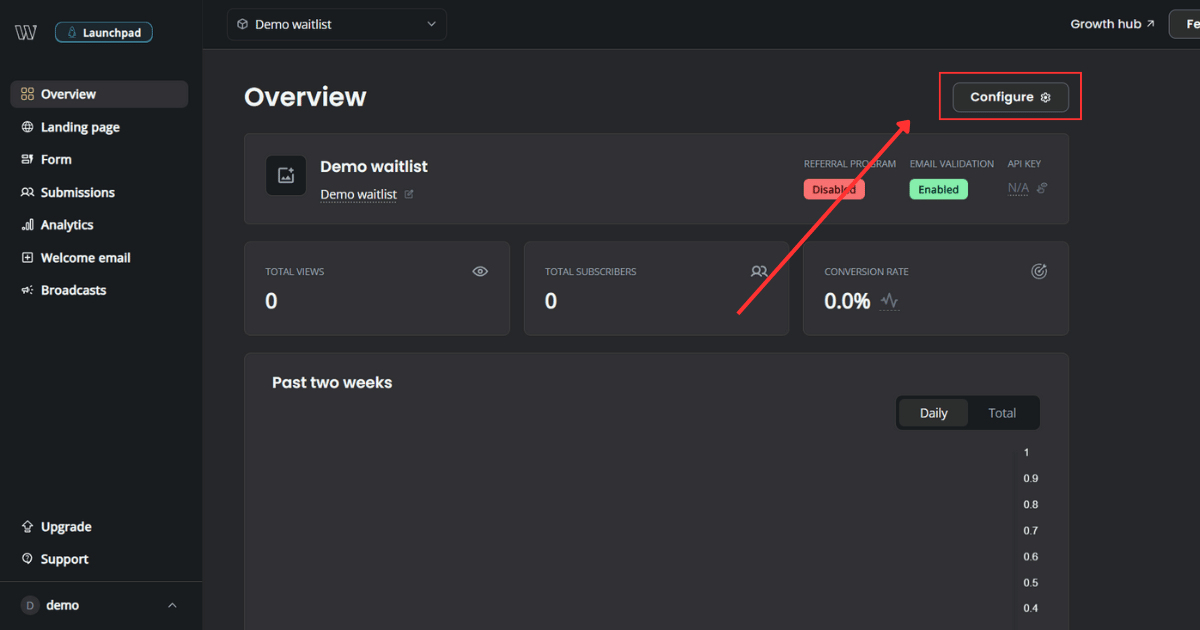 Open waitlist configuration