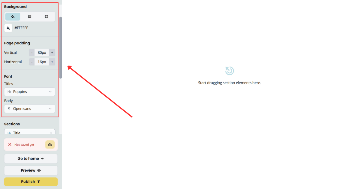Sidebar customization settings