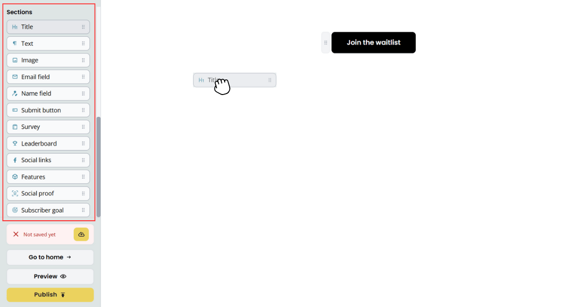 Adding sections to landing page