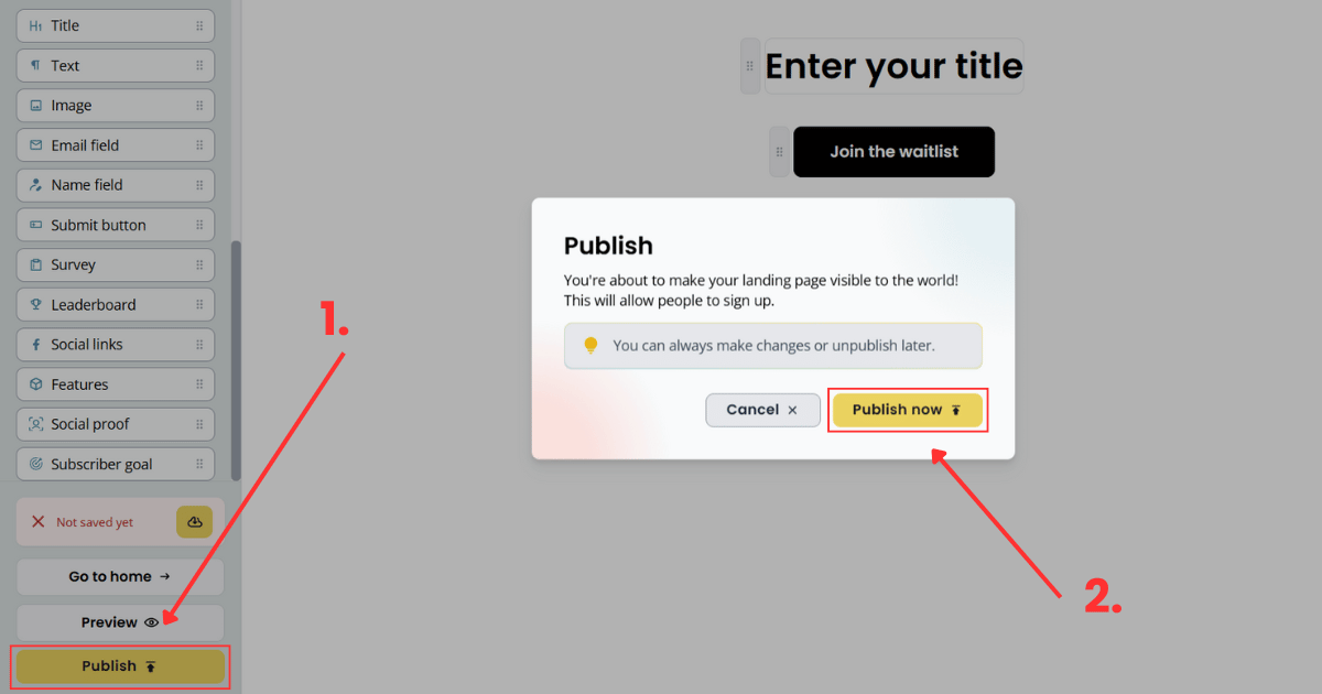 Publishing your landing page