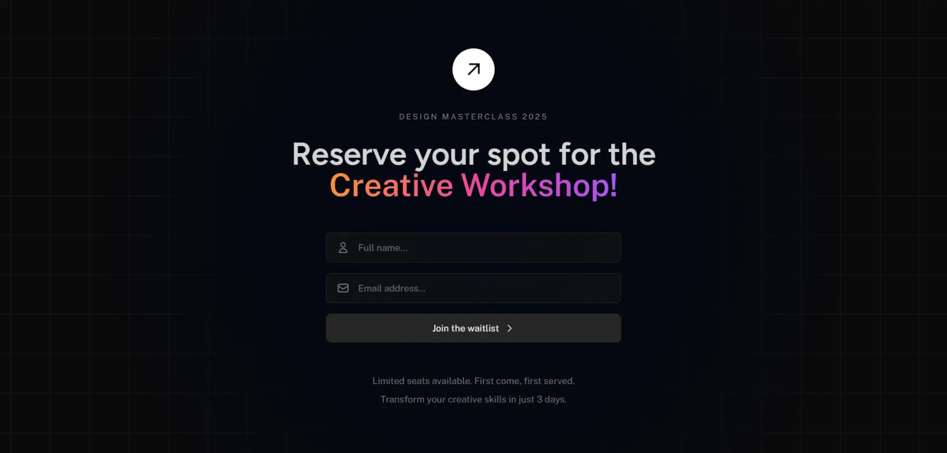 Dark Mode Workshop - Events & courses waitlist template