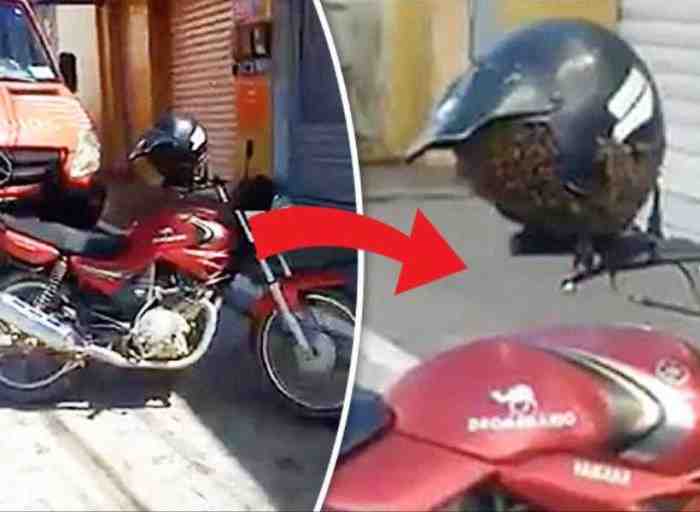 Awas, Jangan Simpan Helm di Spion Kalau Tak Mau Kejadian Seperti ini