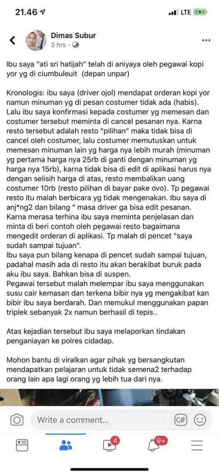 Tega, Barista Cantik ini Lempari dan Maki Ibu Tua Driver Ojol Cuma Karena Hal ini Tega, Barista Cantik ini Lempari dan Maki Ibu Tua Driver Ojol Cuma Karena Hal ini